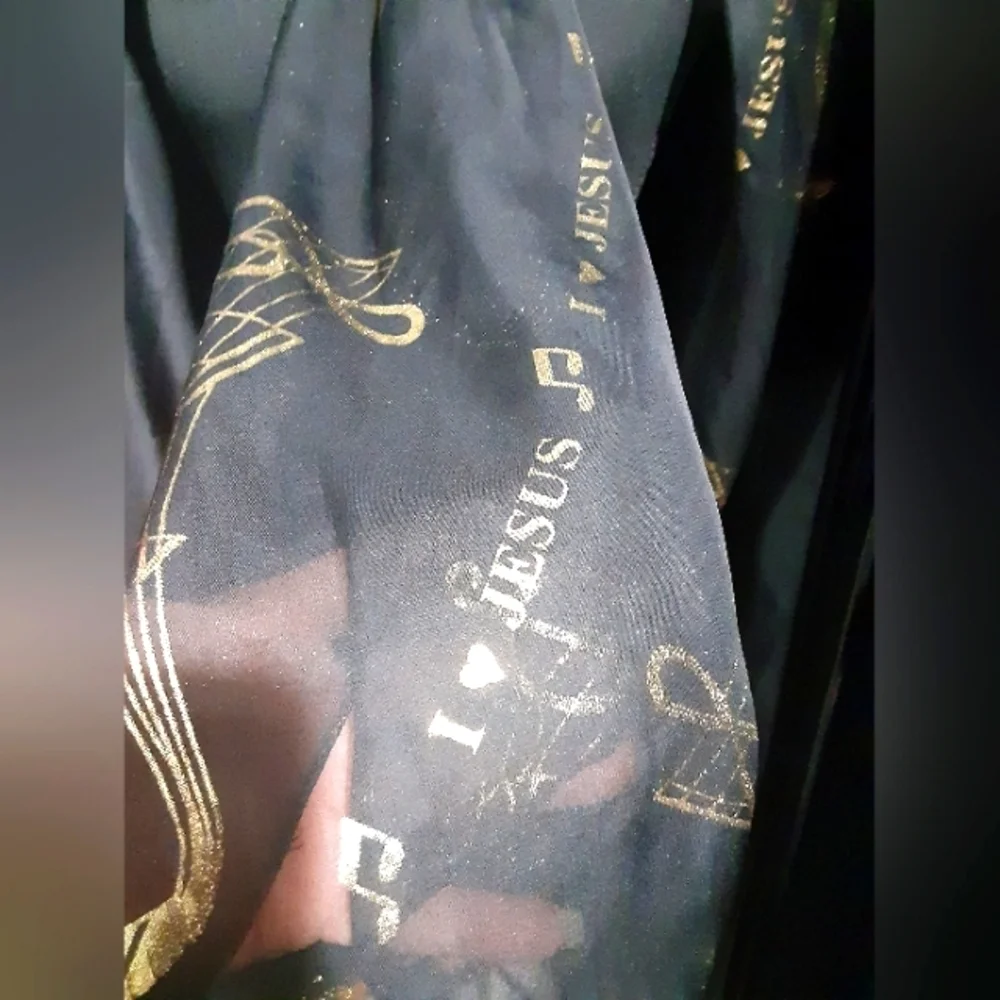 I Love Jesus Monogram Music Scarf Polyester Boho Whimsical